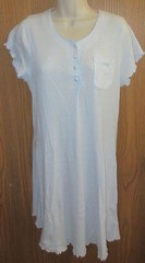 ARIA below KNEE length cotton poly ribbed knit PASTEL dot nightgown sz MEDIUM