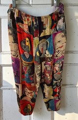 URU 100% Silk Crop Leggings Size 2 Picasso Art Print Stretch Made in USA