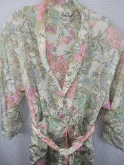 Vintage Jo Intimates Polyester Satin Floral Shimmery Wrap Robe Size Medium
