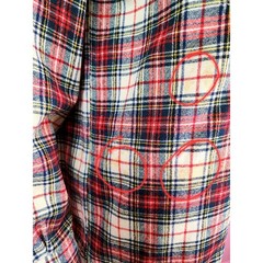 Vintage 1970’s Pendleton Wool Womens Flannel Shirt Cream Red Plaid Dagger Collar