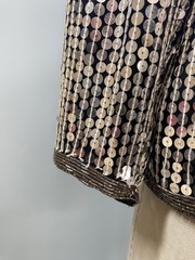 Vintage Sequin Top SIZE SMALL silver jacket STENAY 80s 90s classic formal