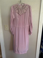Vintage Dresses Lot Of 3 Pink Beige Party Dresses Small Medium 1970s 1980s AS IS