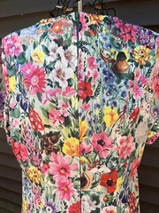 Women’s VTG 70’s House Dress Floral Knit Square Neck 42” Chest Day Dress NICE