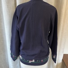 Vtg 90s Northern Reflections Knit Embroidered Country Cardigan L Navy Button Up