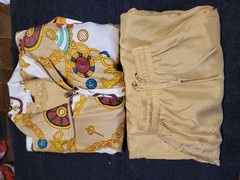 NWT Vintage 80s/90s FUDA International Silk Tracksuit Set Baroque Chain Gold L