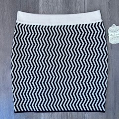 Altar’d State, Chevron Knit Skirt Black Ivory