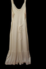 Vtg. Texsheen Nightgown Ivory Prairie Style Wide Ruffle Hem Nylon Sz M