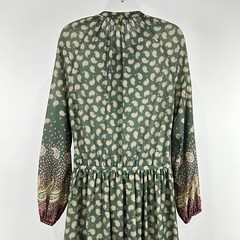Nancy Greer Dress Womens M Green Paisley VTG 70s Peasant Boho Prairie Hippie