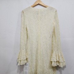 Onyx Nite 90s Vintage Cream Lace Bell Sleeve Mini Dress NEW Womens Sz 8 Stretch