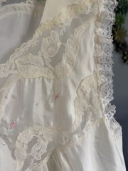 Vtg Barbizon Mid Length Nightgown Ivory pink rose Sexy Light Negligee Cottage M