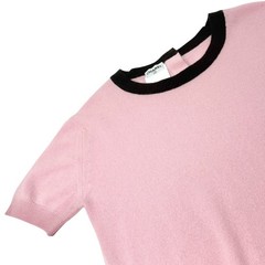 CHANEL Vintage 96A CC Logo Button Cashmere Knit Top T-shirt #36 Pink Brown