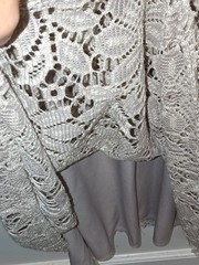 Vintage S.L. Fashions Gray Nude Floral Lace Crochet Maxi Dress Cottagecore 10