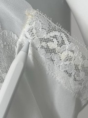 Full Dress long Slip Womens 38” white Nightgown Lingerie chiffon Vtg Lace