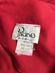 Red Vintage 50’s Peplum Midi Dress with Belt PACINO Womens SMALL