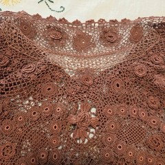 Victorian Crocheted Womens Shirtwaist Sz. Sm. Flowers High Collar Costume Teas