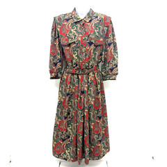 Vintage Breli Originals Paisley Belted Dress Secretary Style L Grannycore USA
