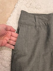 Vintage 2006, low rise gray slacks, Women 8. 32 in Waist. 9 in Rise. 30 inseam.