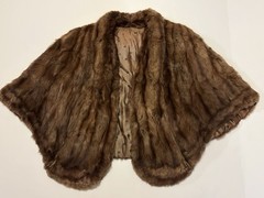 Vintage Real Fur Stole Cape Wrap Brown Pelt Swing 1950s Style Glam Shrug