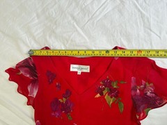 Donna Ricco Floral Chiffon Dress 8 Pink Red Lily Hanky Hem Wedding Guest Y2K