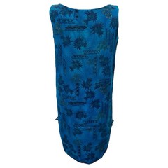VTG 1960s Kuulei Sportswear Honolulu Pineapple Print Mini Dress Blue & Gold M