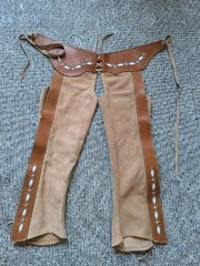 vintage HANDCRAFTED cowboy chaps 30×26 motorcycle pants SUEDE leather custom
