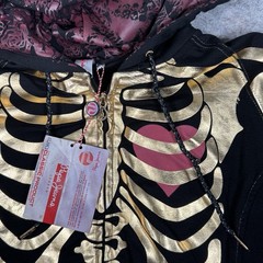 Y2K NWT Womens Pepe Jeans Bones Zip Up Jacket Size XXL NOS Streetwear Skull