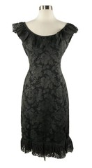 NORMAN’S DENVER Vtg Black Ruffle Lace Mermaid Dress XS