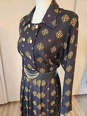 Vtg 80s Secretary Geek Dress Black And Gold J.B.S. LTD SZ6