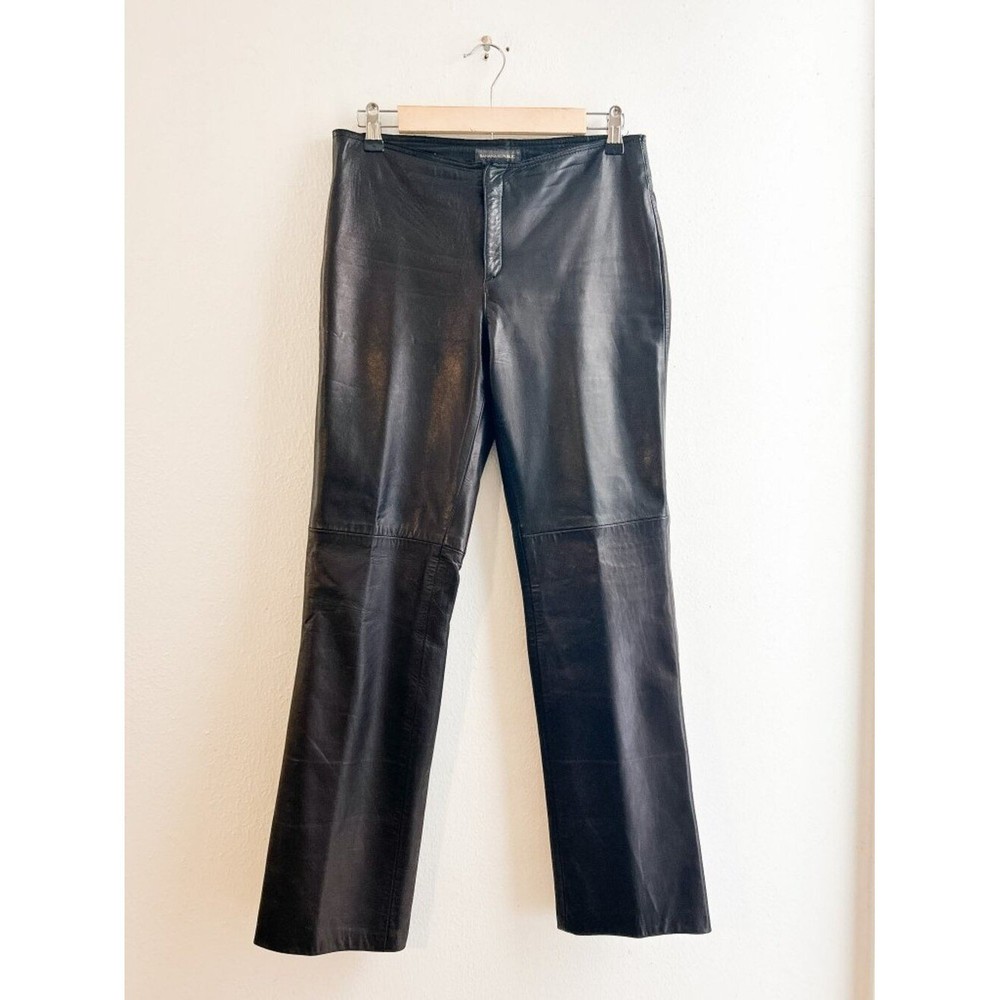 VINTAGE Y2K (2002) Low WaisteD 100% Black Leather Pants from Banana Republic 4