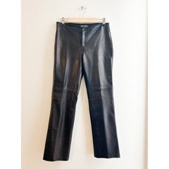 VINTAGE Y2K (2002) Low WaisteD 100% Black Leather Pants from Banana Republic 4