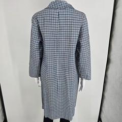 Vintage 1960s Unbranded Women’s Single-breasted Blue Check Plaid Car Coat (M/L)