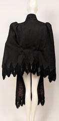 FANCIFUL VICTORIAN 1870’S BUSTLE BACK CAPE W RICH SOUTACHE + FRINGE ADORNMENT