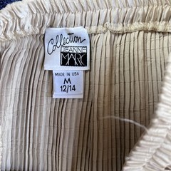 Vintage Jeanne Marc Pleated Maxi Pull On Skirt M 12/14 Gold Shimmer Plisse USA