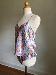 STUNNING VTG DEENA Floral Silky Satin 2pc Camisole Tank & Shorts Lingerie Set M