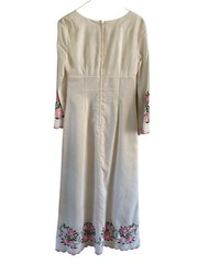 Vintage 60’s Tesoro’s Embroidered Floral Maxi Dress MCM Boho Hippie Wedding