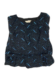1970s Carol Brent Women’s Vintage Evening Dress Sz 12 Black Blue Geometric