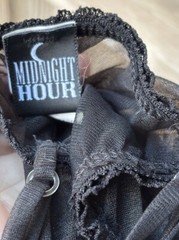 Y2K Vintage Midnight Hour Lingerie Teddy Black Beige Lace Deep v Neck Size L