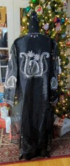Vintage 80s Tan Chho Black Beaded Sequin Duster Dress 4 Piece Set, Women’s 2X