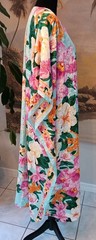 Vintage Amber Blue Kaftan, Muumuu, Dress, Tropical Pink, Green, Blue, Free Size