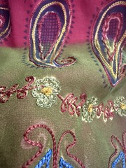 Y2K Vintage WhimsiGoth Dress Grunge 90s Paisley Burgundy Embroider Jane Ashley