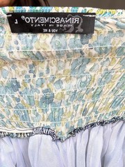 Rinascimento Italy floral cotton mini dress – denim bodice & blue green print sk