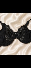 Vintage Smart & Sexy Black Lace Underwire Bra 38DD Floral Sheer late 1990s/Y2K❤️