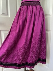 2 Skirts x Dirndl~1 Purple Damask w Lace~1 Embroidery Roses Dots Eyelets~S or M
