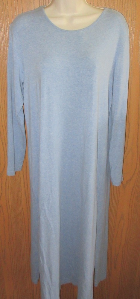 LANDS’ END DENIM BLUE cotton rayon jersey style knit long night gown size 10/12