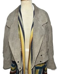 Sky Blue Waters Size L Fringe Jacket Vintage 80’s Biker Western Suede