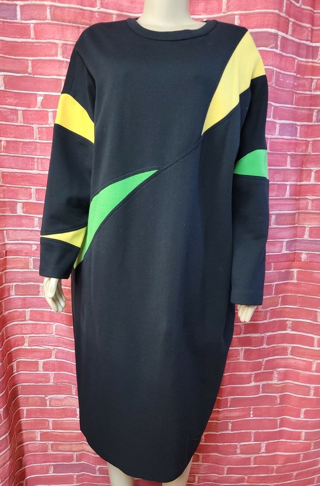 Magnin Grace Tone Vintage Black Colorblock Dolman Sleeve Women’s dress Sz 18 #W7