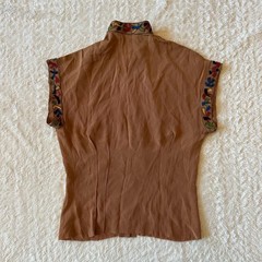 True Vintage 40s/50s Brown Button Top Single Stitch Handmade Prairie Colorful