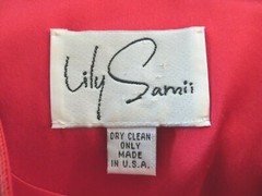 LILY SAMII Couture Red Silk Dress Sz 4 6 Small