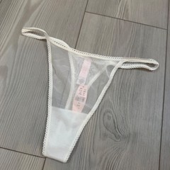 Vintage 2002 Victorias Secret Sheer Mesh V-String Thong White Y2K NWT Small