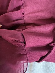 Vtg 1970s Burgundy Magenta Sheer Overlay Embroidered Floral Maxi Dress Size 14.5